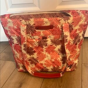 Lug Autumn Leaf Tote Bag - Red, Burgundy & Cream
